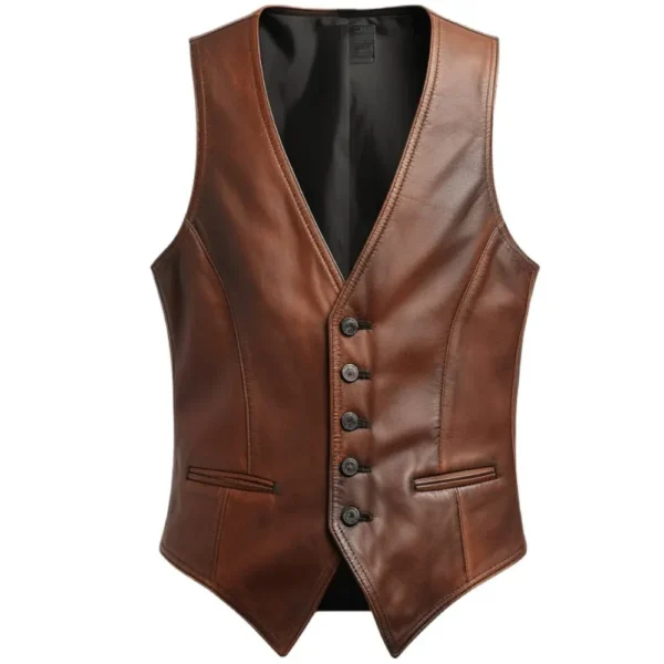 Brown Leather Vest Men's
